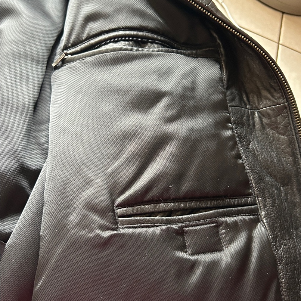 Roundtree & Yorke Black Genuine Leather Jacket Men’s Large Classic Vintage Coat - Picture 4 of 6